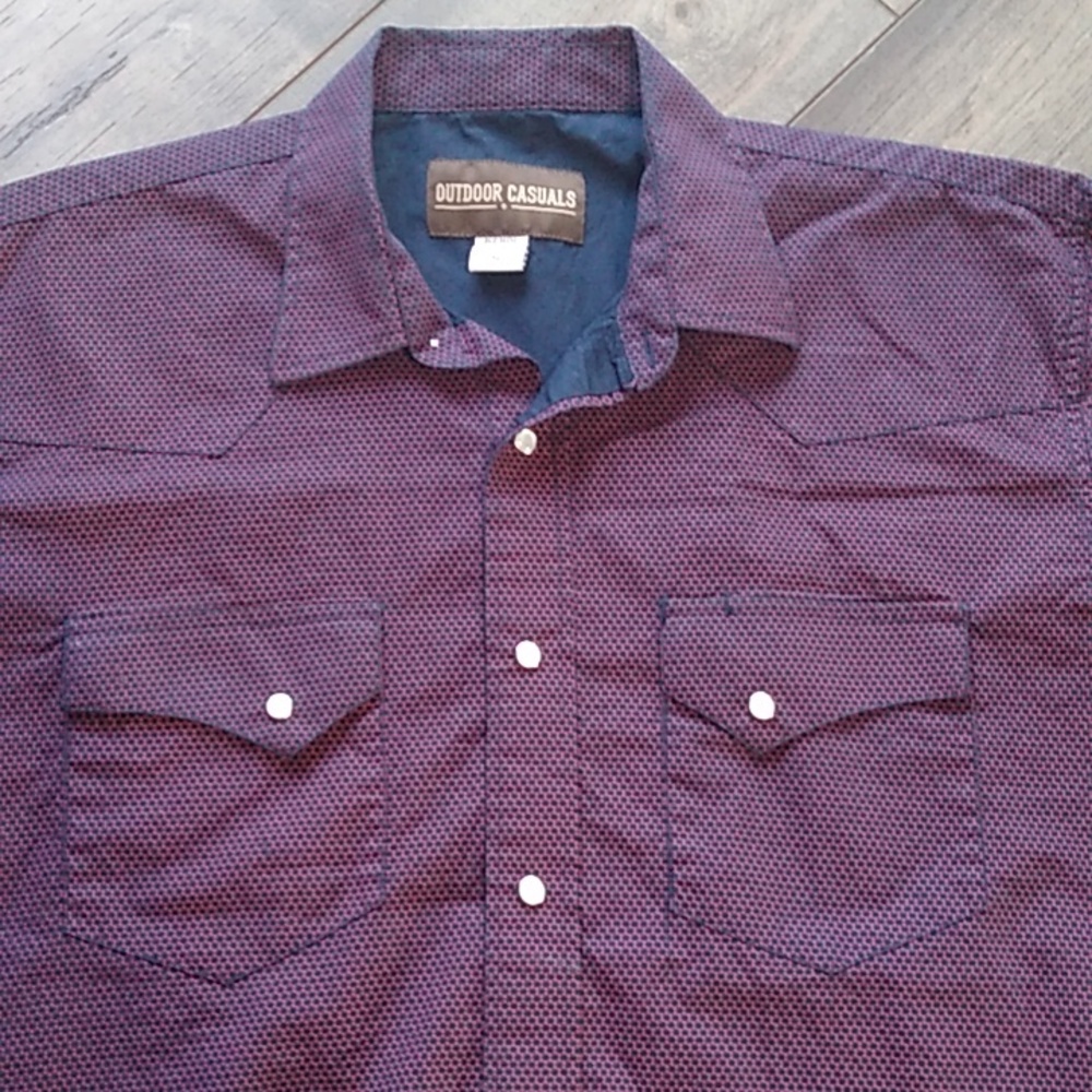 Outdoor Casuals Western Cowboy Rodeo Shirt Short sleeve snap down shirt size XL